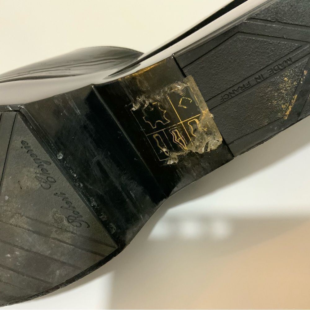 Robert Clergerie Paoli Patent Leather Slip on Cutout Wedge 9.5 - Picture 8 of 13